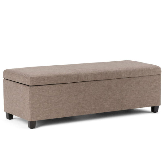 48" Red And Dark Brown Faux Leather And Solid Wood Upholstered Storage Bench With Flip Top