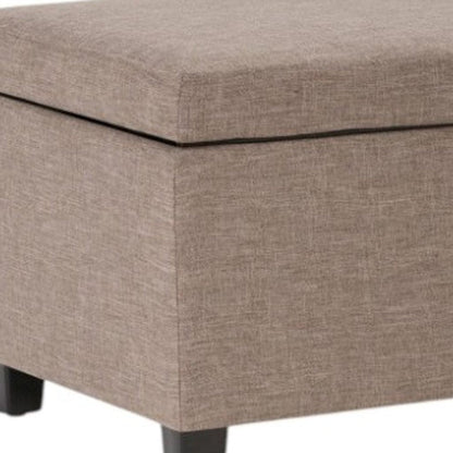 48" Denim Blue And Dark Brown Faux Leather And Solid Wood Upholstered Storage Bench With Flip Top HomeRoots