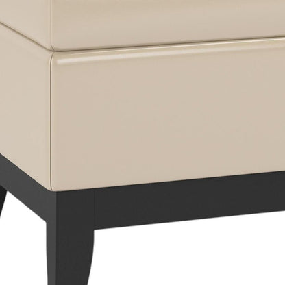 42" Black And Dark Brown Tufted Faux Leather And Solid Wood Upholstered Distressed Storage Bedroom Stool With Flip Top