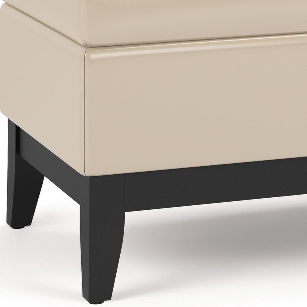 42" Cream And Dark Brown Tufted Faux Leather And Solid Wood Upholstered Storage Bedroom Stool With Flip Top — view 4