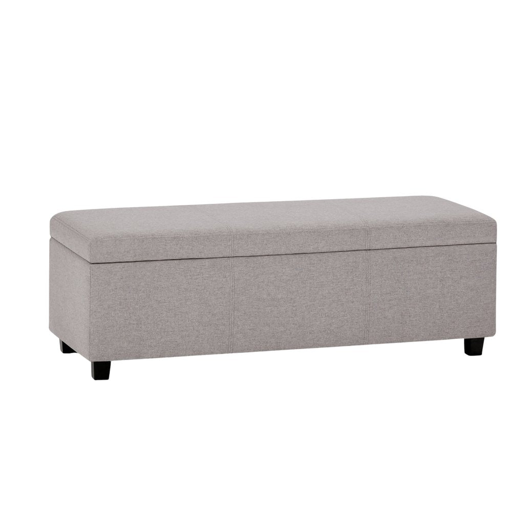 48" Denim Blue And Dark Brown Faux Leather And Solid Wood Upholstered Storage Bench With Flip Top — view 15