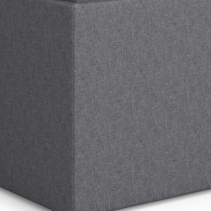 17" Slate Gray Linen Cube Ottoman With Storage HomeRoots