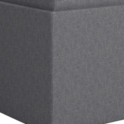 17" Slate Gray Linen Cube Ottoman With Storage HomeRoots