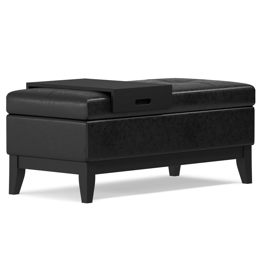 42" Cream And Dark Brown Tufted Faux Leather And Solid Wood Upholstered Storage Bedroom Stool With Flip Top — view 10