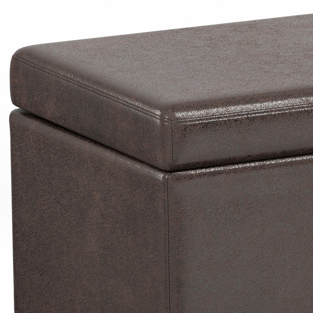 54" Dark Brown Faux Leather And Solid Wood Upholstered Storage Bench With Flip Top — view 11