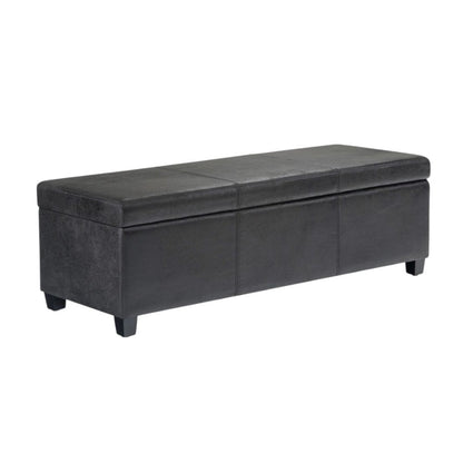 48" Aqua And Dark Brown Faux Leather Ottoman With Storage HomeRoots