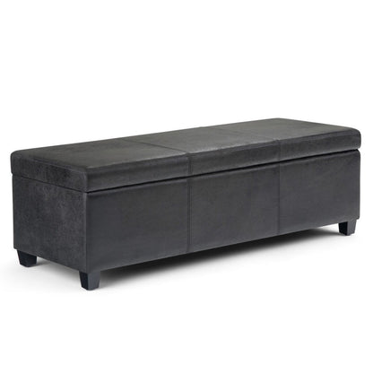 48" Aqua And Dark Brown Faux Leather Ottoman With Storage HomeRoots