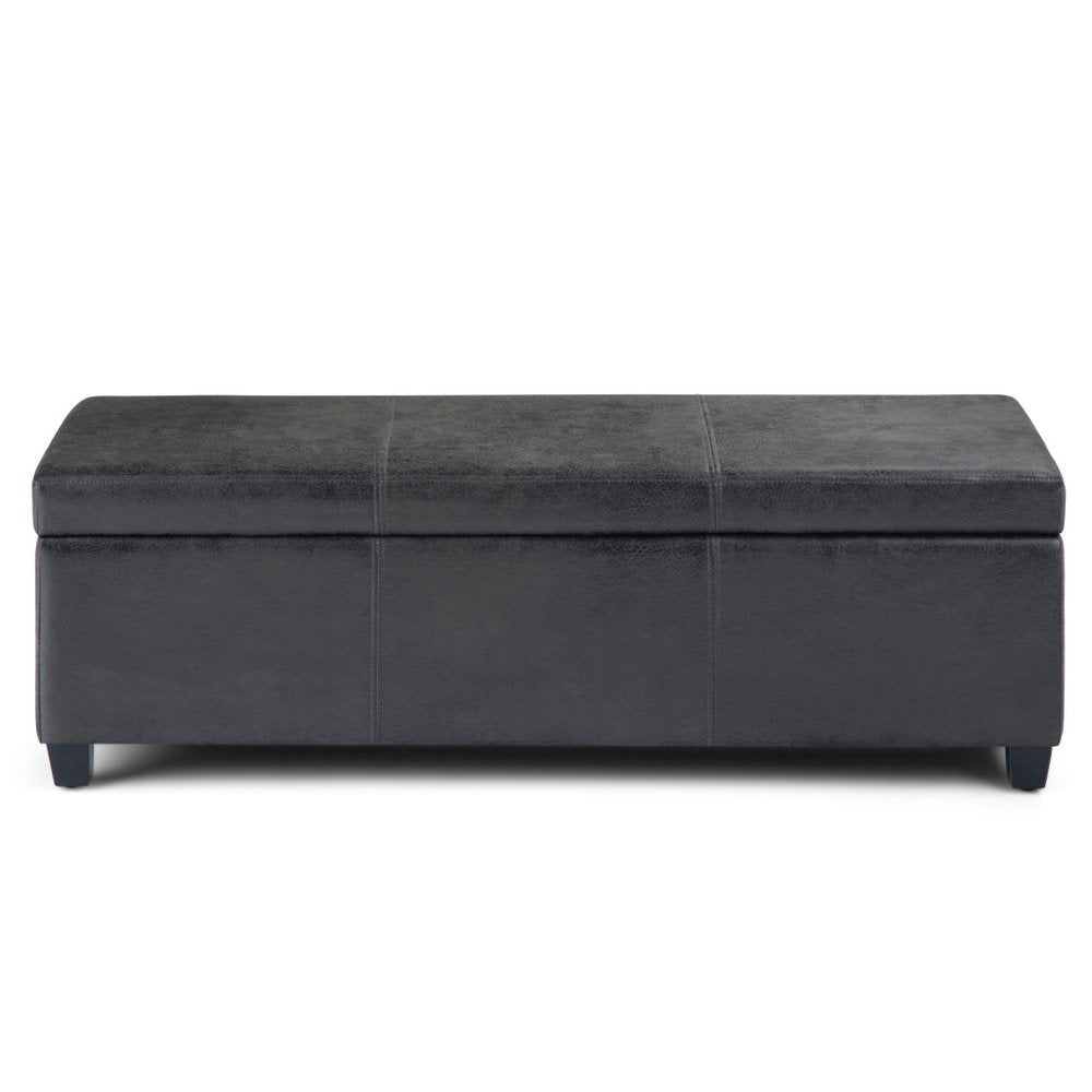48" Aqua And Dark Brown Faux Leather Ottoman With Storage