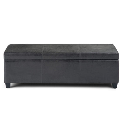 48" Aqua And Dark Brown Faux Leather Ottoman With Storage HomeRoots