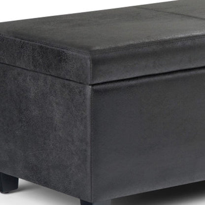 48" Aqua And Dark Brown Faux Leather Ottoman With Storage HomeRoots