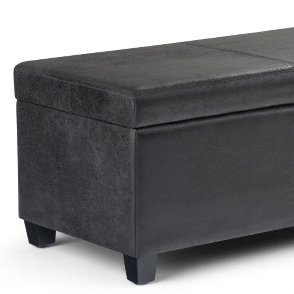 48" Aqua And Dark Brown Faux Leather Ottoman With Storage — view 13