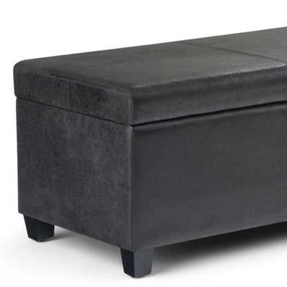 48" Aqua And Dark Brown Faux Leather Ottoman With Storage HomeRoots
