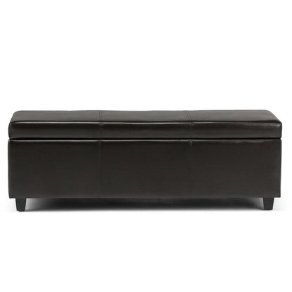 48" Dark Brown And Brown Faux Leather And Solid Wood Upholstered Storage Bench With Flip Top HomeRoots