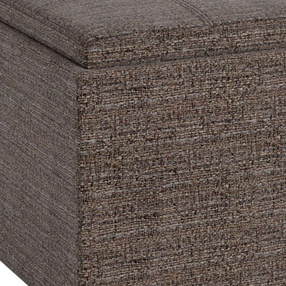 17" Brown Fabric Cube Ottoman With Storage HomeRoots