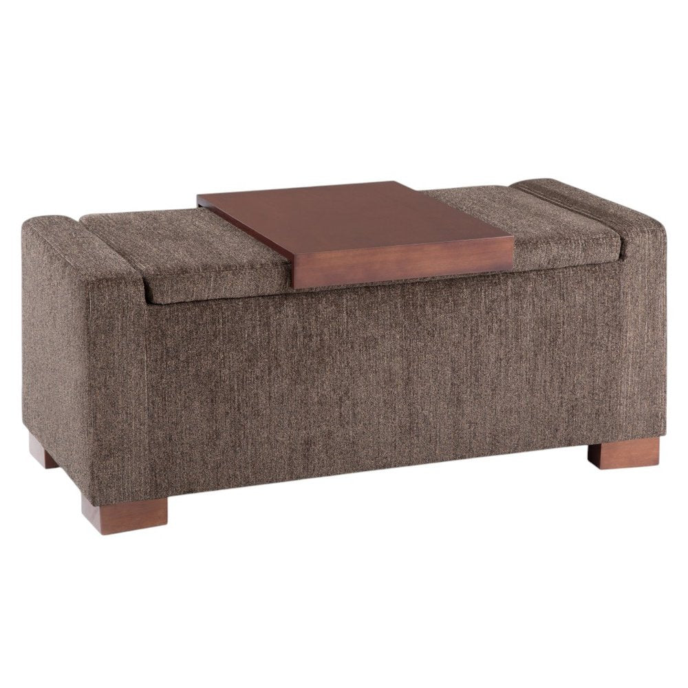 43" Umber And Brown Fabric Ottoman With Storage — view 7