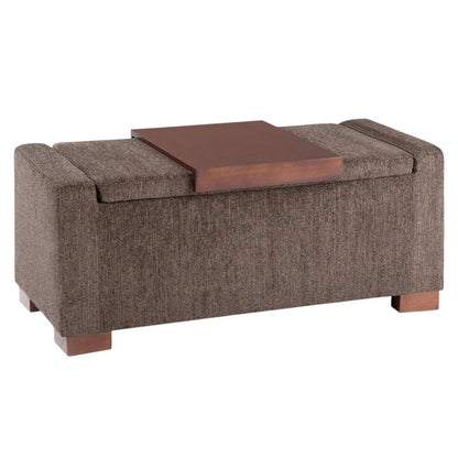 43" Umber And Brown Fabric Ottoman With Storage HomeRoots