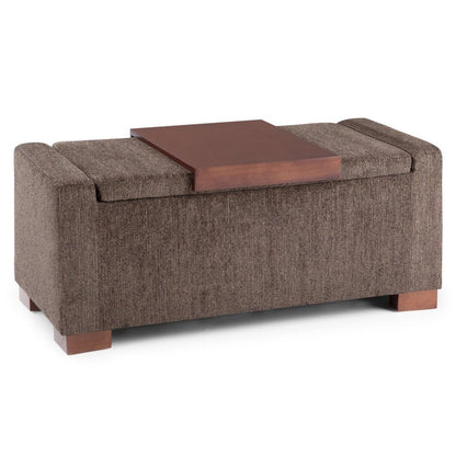 43" Umber And Brown Fabric Ottoman With Storage HomeRoots