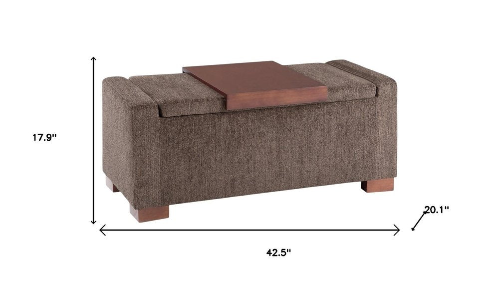 43" Umber And Brown Fabric Ottoman With Storage HomeRoots
