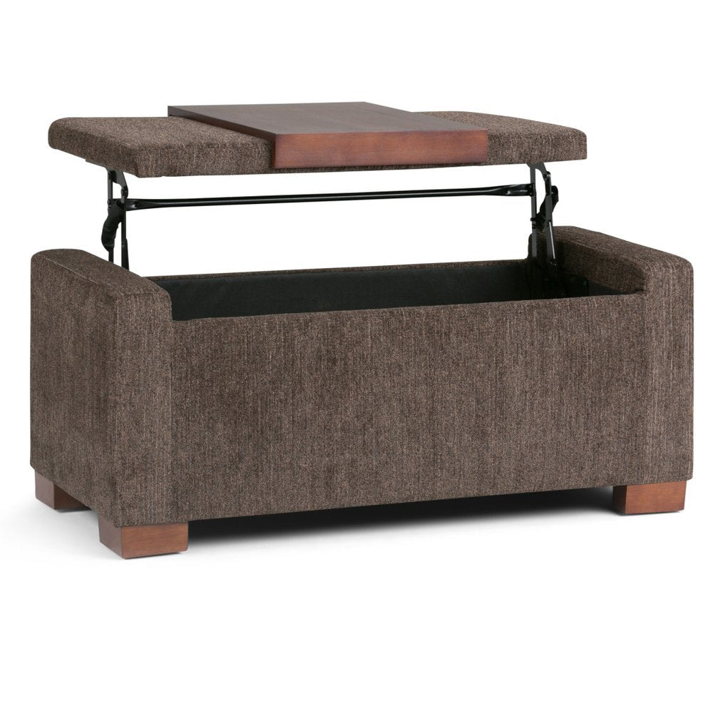 43" Umber And Brown Fabric Ottoman With Storage — view 2