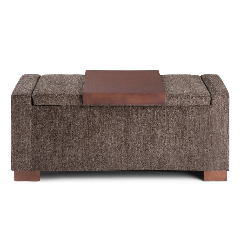 43" Umber And Brown Fabric Ottoman With Storage — view 3