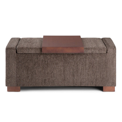 43" Umber And Brown Fabric Ottoman With Storage HomeRoots