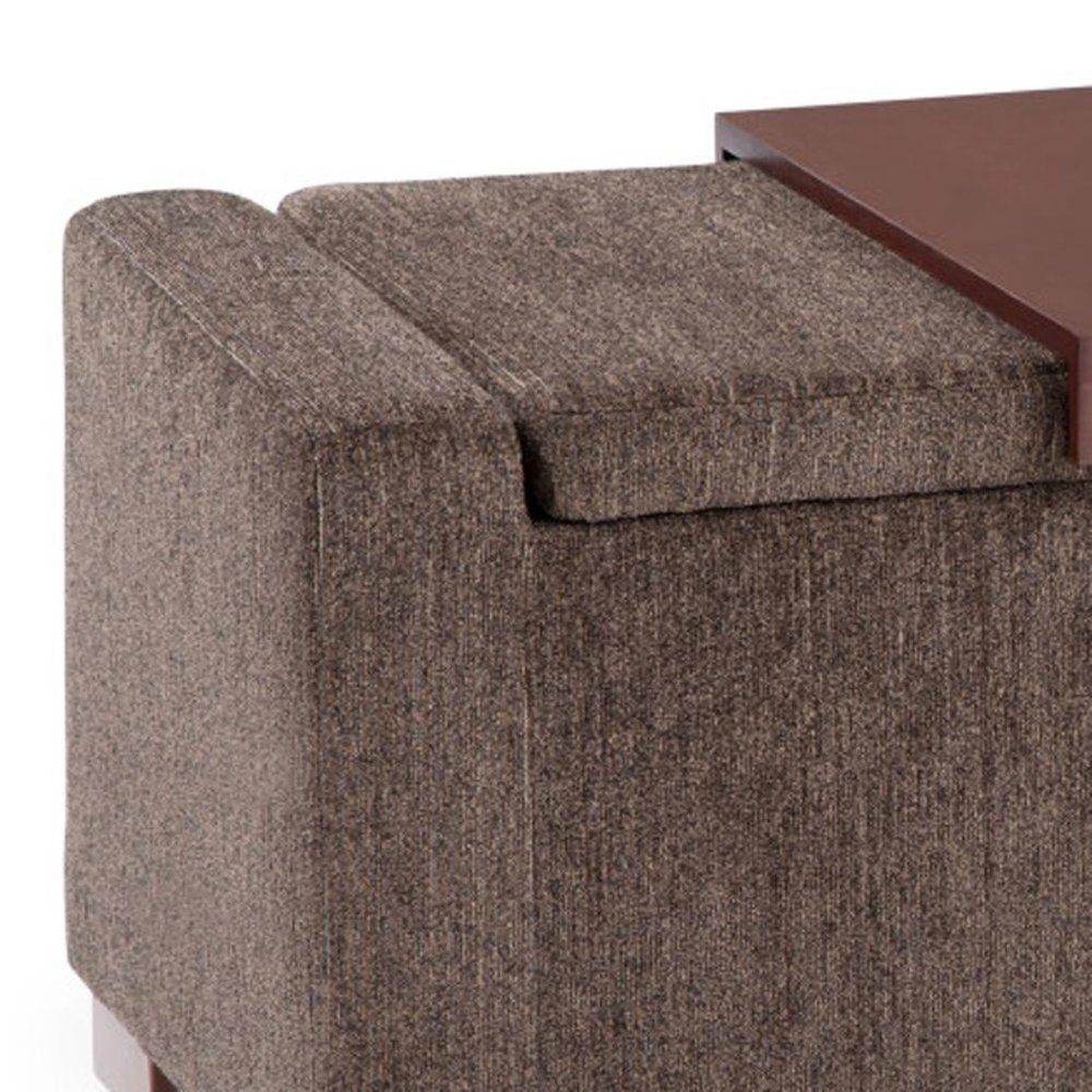 43" Umber And Brown Fabric Ottoman With Storage HomeRoots