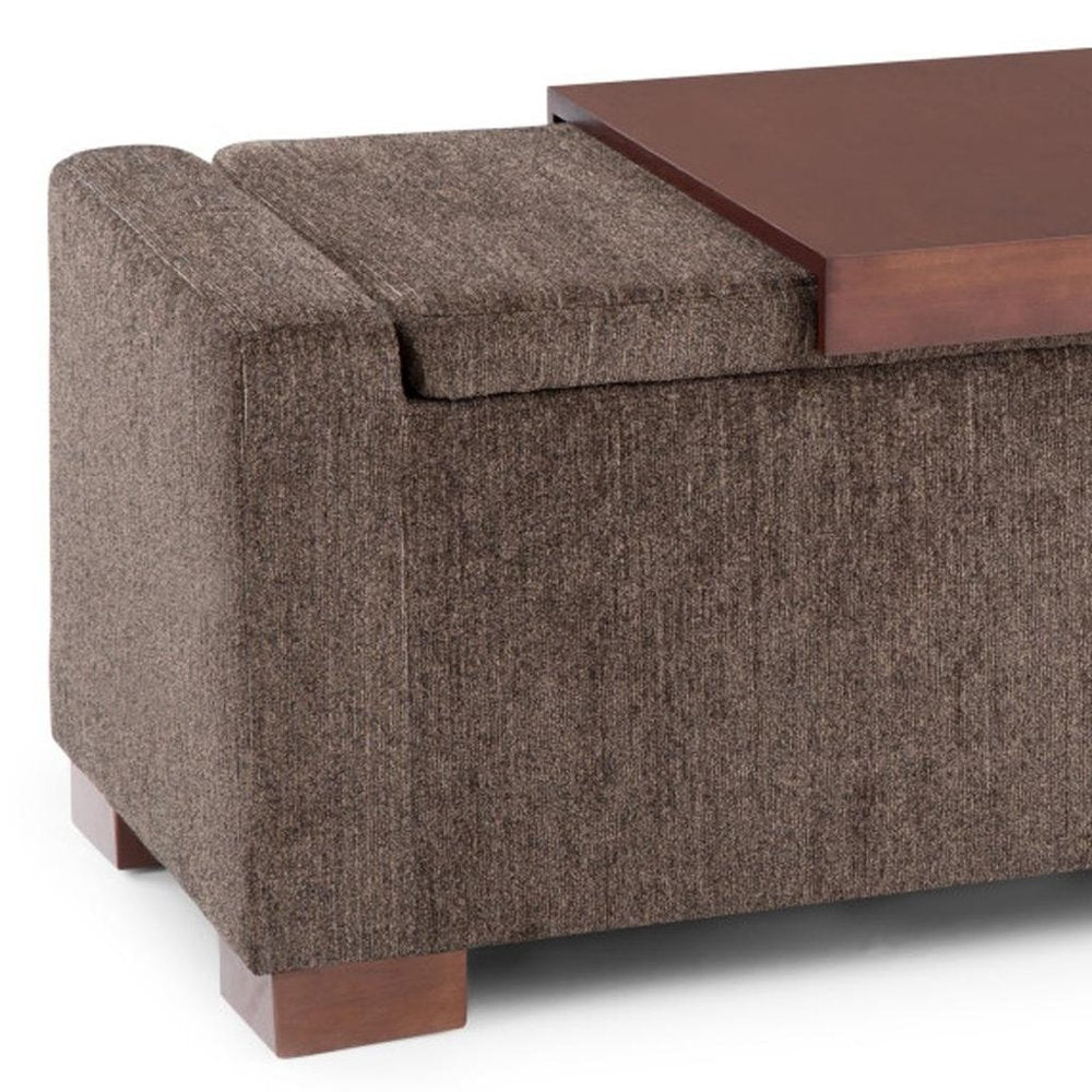 43" Umber And Brown Fabric Ottoman With Storage — view 5