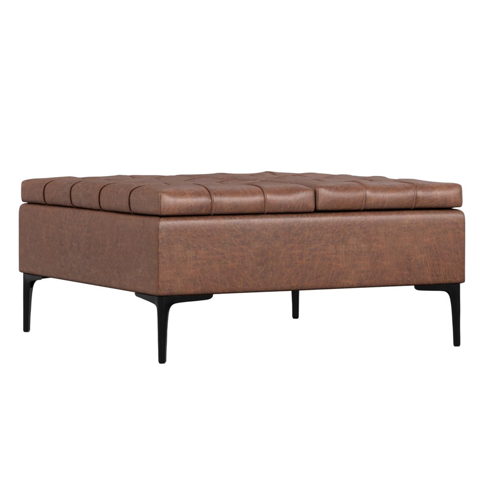 36" Brown And Black Tufted Ottoman With Storage — view 8