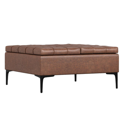 36" Black Tufted Ottoman With Storage HomeRoots