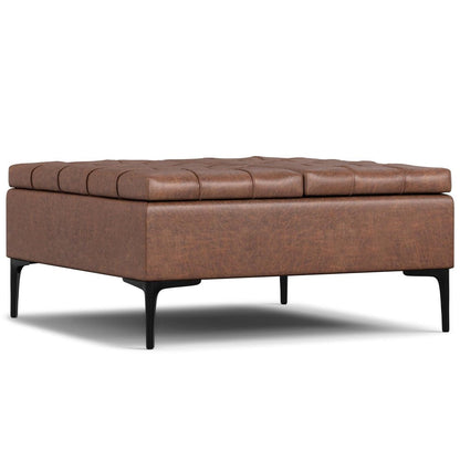 36" Black Tufted Ottoman With Storage HomeRoots
