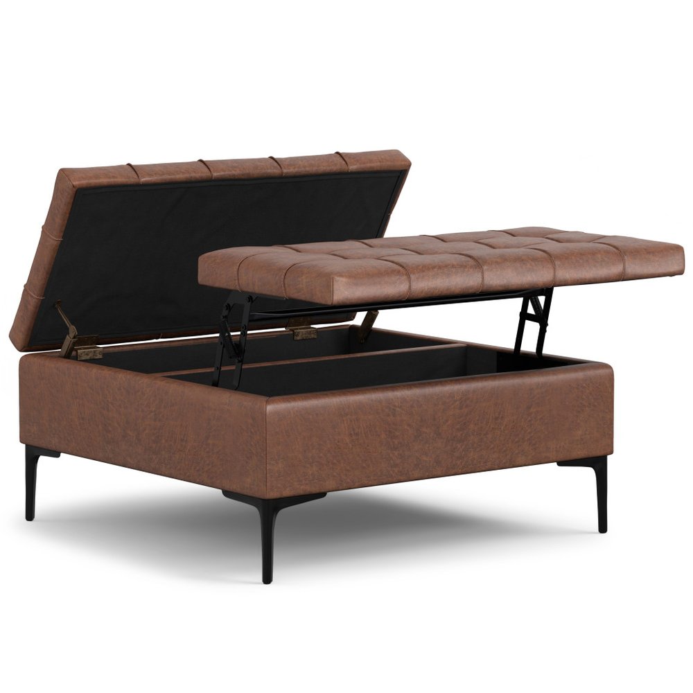 36" Black Tufted Ottoman With Storage — view 2
