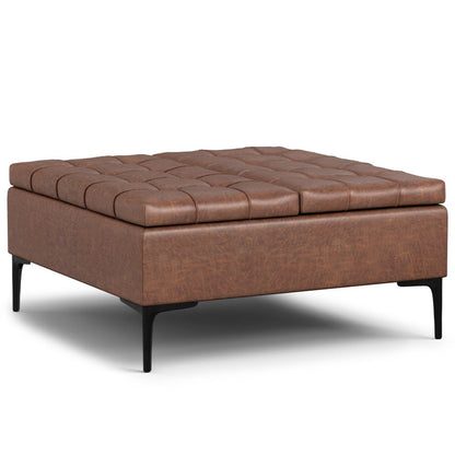 36" Black Tufted Ottoman With Storage HomeRoots