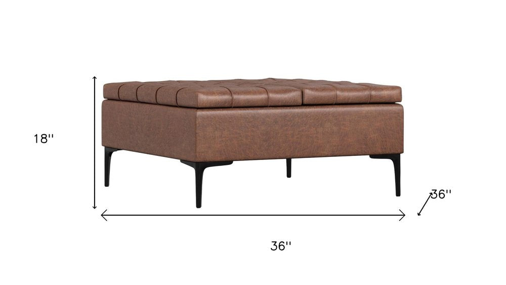 36" Black Tufted Ottoman With Storage — view 9