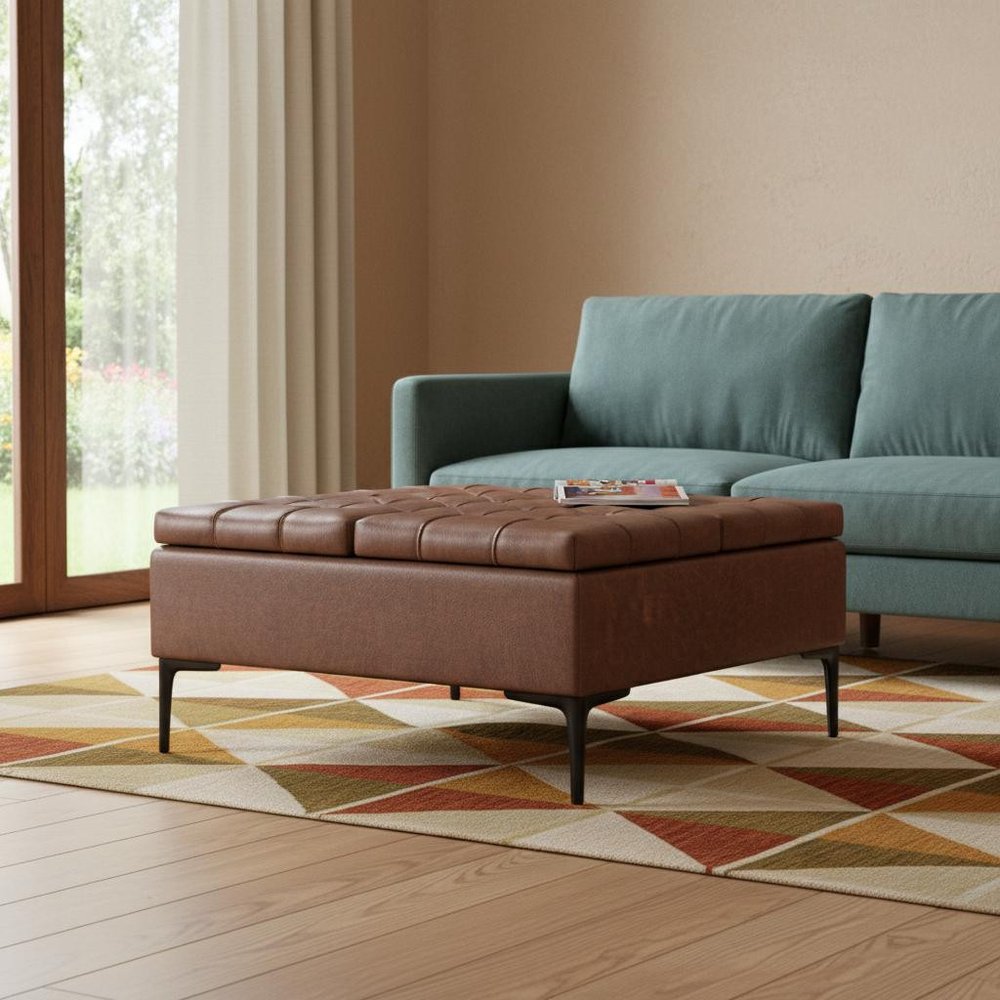 36" Black Tufted Ottoman With Storage — view 7