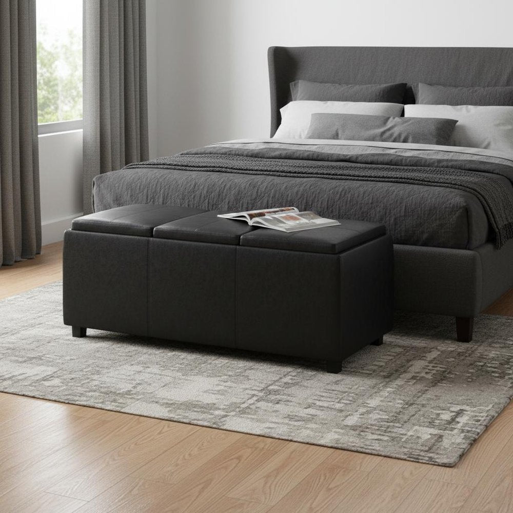 42" Black And Dark Brown Ottoman With Storage — view 7