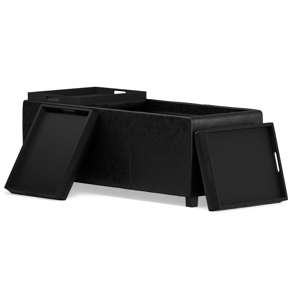 42" Black And Dark Brown Ottoman With Storage — view 2
