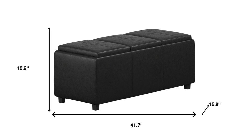 42" Black And Dark Brown Ottoman With Storage HomeRoots