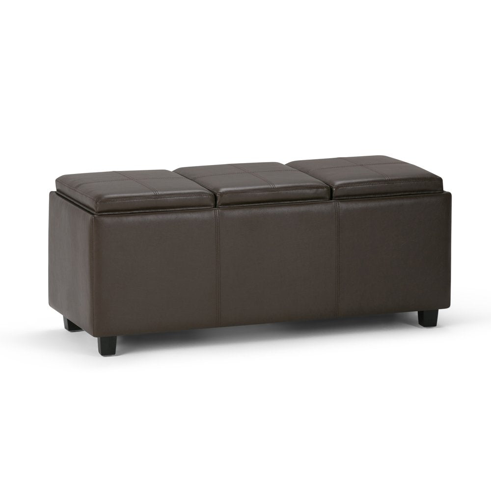 42" Natural And Dark Brown Ottoman With Storage