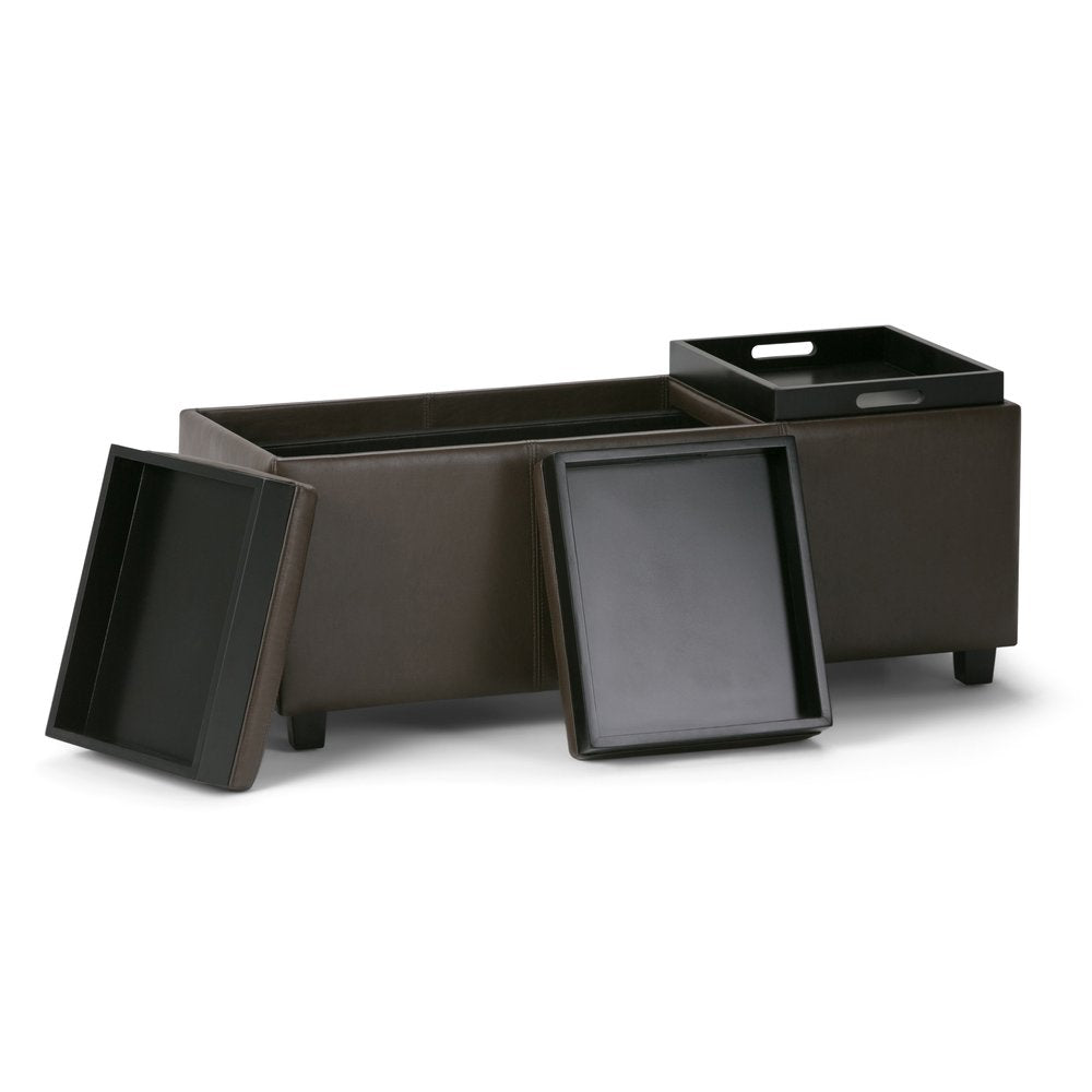 42" Black And Dark Brown Ottoman With Storage — view 10
