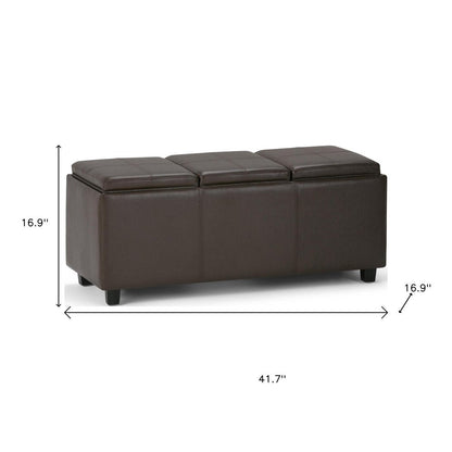 42" Black And Dark Brown Ottoman With Storage HomeRoots
