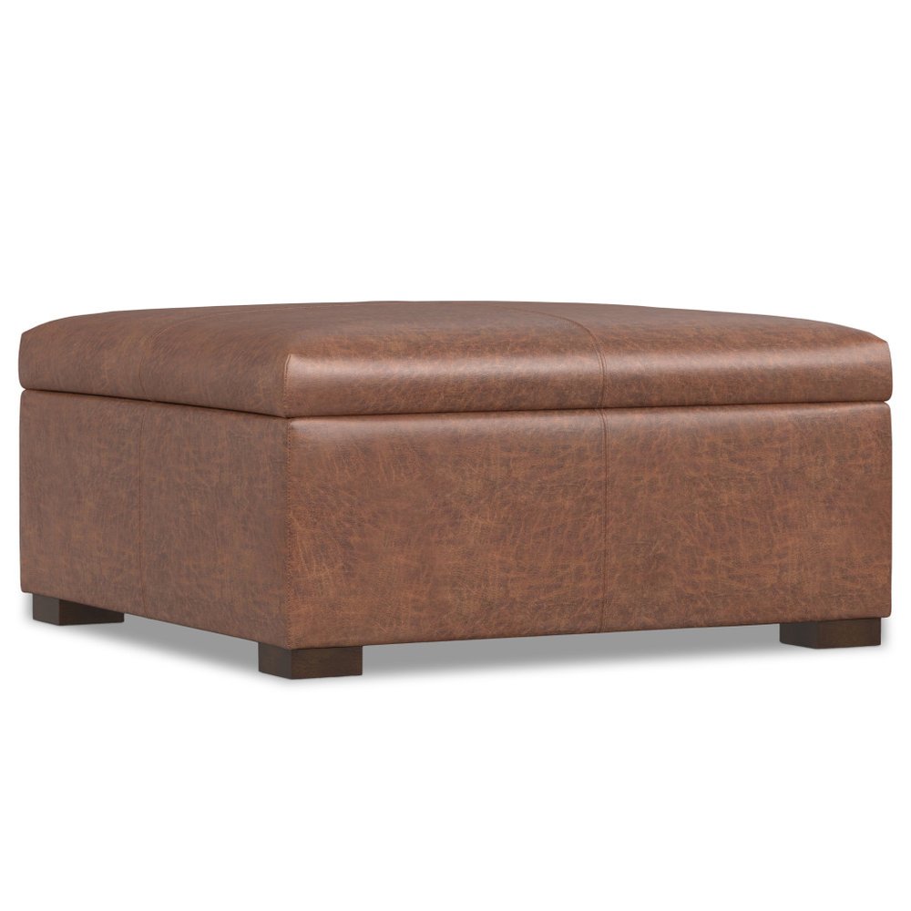 36" Brown And Walnut Ottoman With Storage HomeRoots