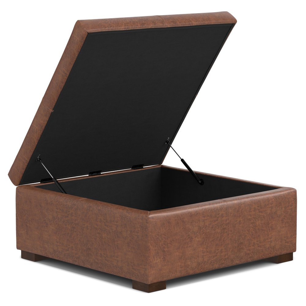 36" Brown And Walnut Ottoman With Storage HomeRoots