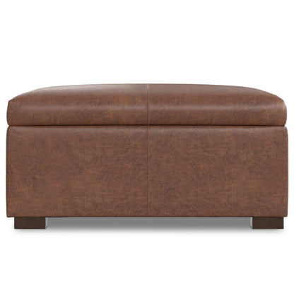 36" Brown And Walnut Ottoman With Storage HomeRoots
