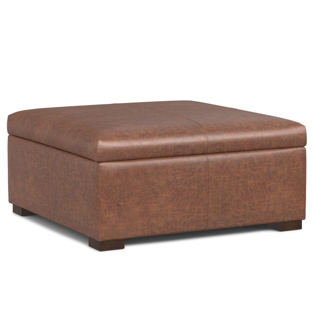 36" Brown And Walnut Ottoman With Storage HomeRoots