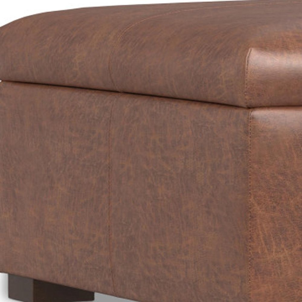 36" Slate Gray And Walnut Ottoman With Storage — view 6