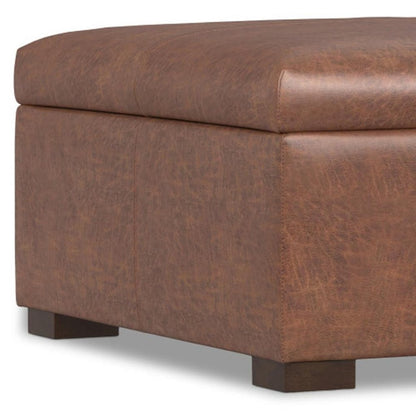 36" Brown And Walnut Ottoman With Storage HomeRoots