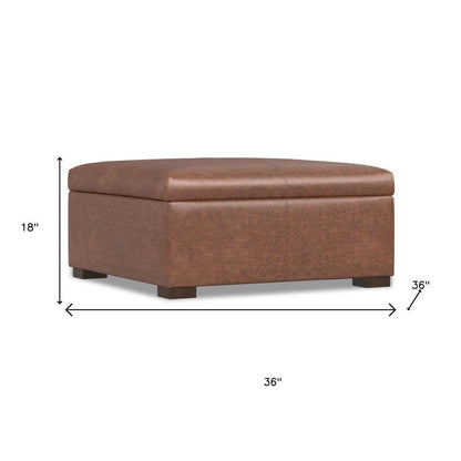 36" Brown And Walnut Ottoman With Storage HomeRoots