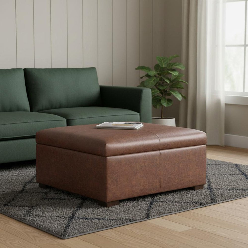 36" Brown And Walnut Ottoman With Storage — view 9