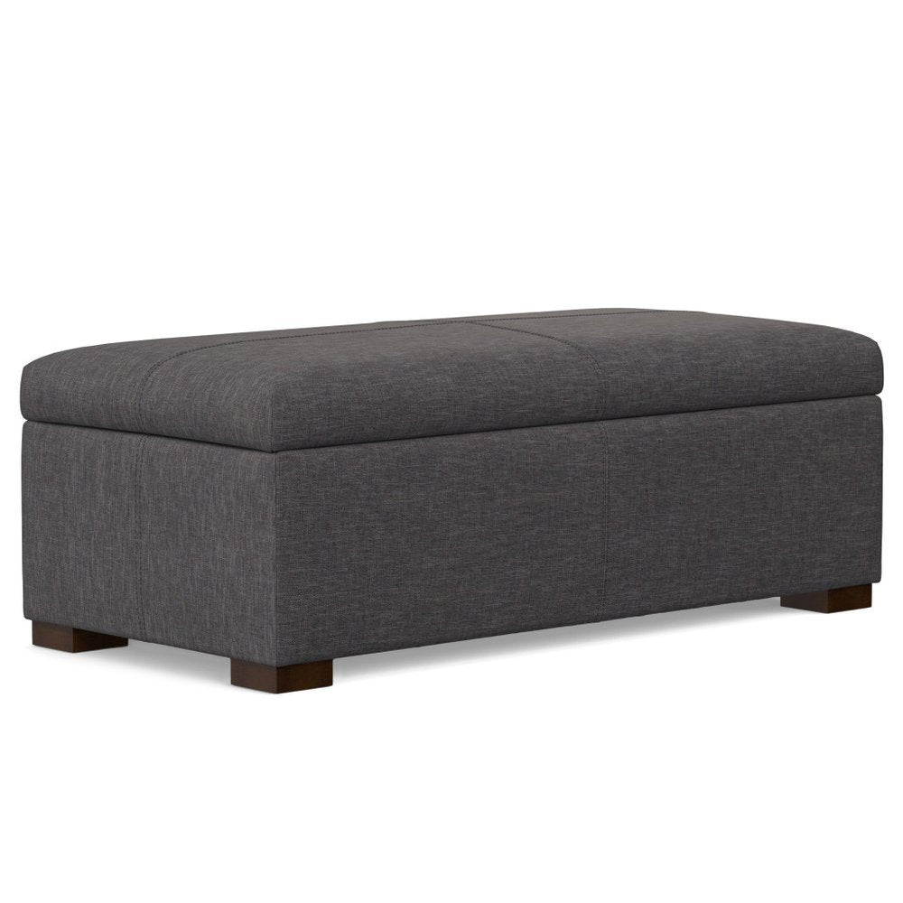 48" Brown And Walnut Faux Leather Ottoman With Storage — view 9