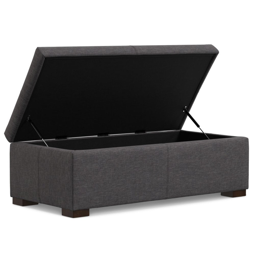 48" Brown And Walnut Faux Leather Ottoman With Storage — view 10